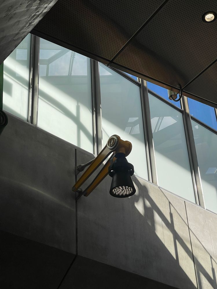 An industrial looking light fixture 