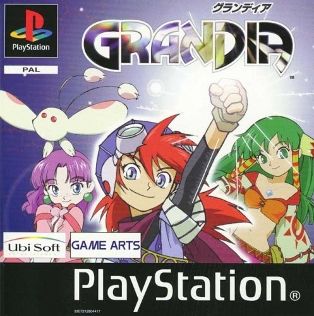the playstation game cover of Grandia, showing three anime style people