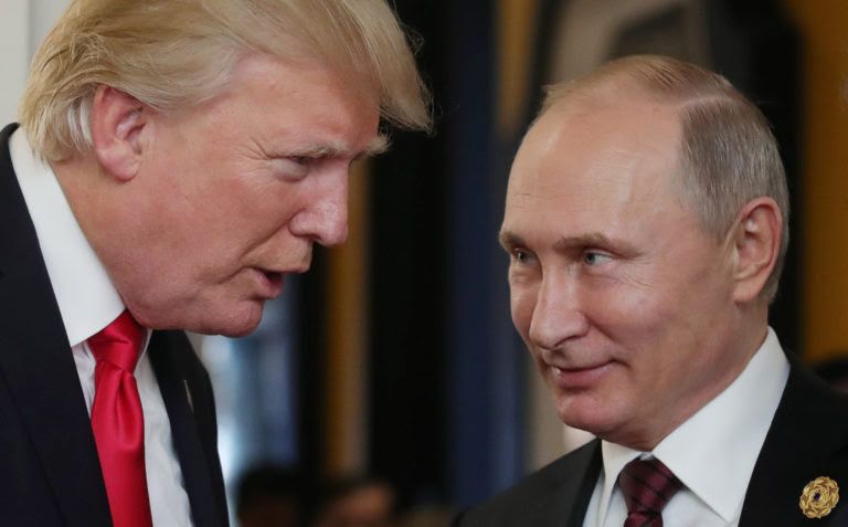 Trump talking to Putin. Putin looks amused