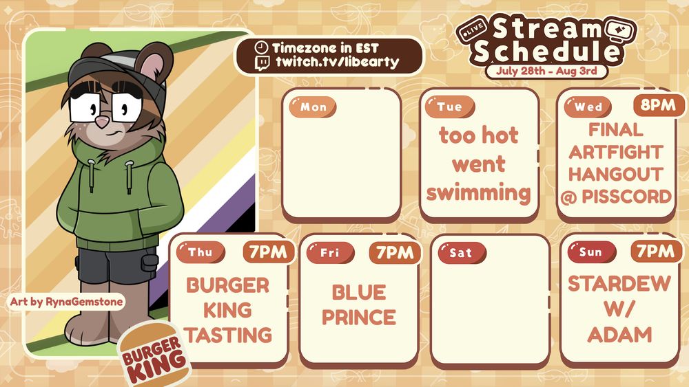Lib streams Thursday, Friday, Sunday at 7PM EST!