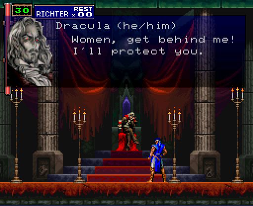 Dracula from castlevania supporting women. 