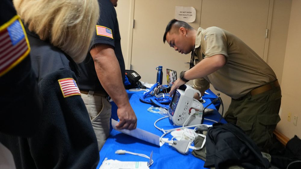 Responder from ASPR's National Disaster Medical System (NDMS) demonstrate and test equipment prior to President's address to the joint session of Congress.