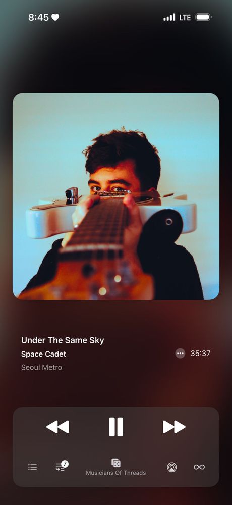 Photo by brandon aka kid lightbulbs on November 02, 2025. May be an image of guitar and text that says '8:45 LTE Under UnderTheSameSky The Same Sky Space Cadet Seoul SeoulMetro Metro •35:37 .•• 35:37 Il Musicians OfThreads MusiciansOfThreads Of Do'.