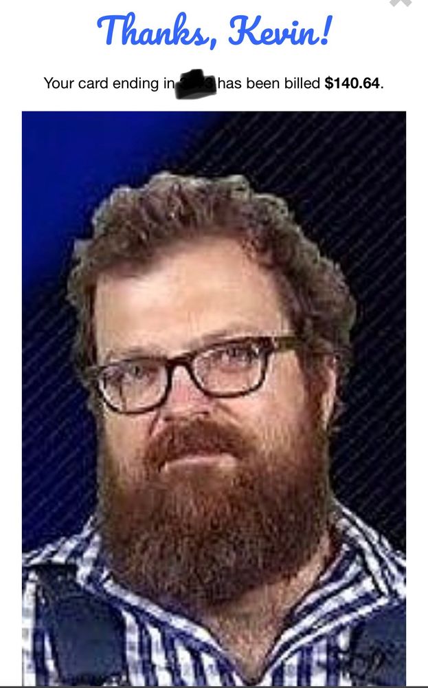 A picture of Spencer Hall thanking me for donating $140.64 to the Charitibundi Bowl