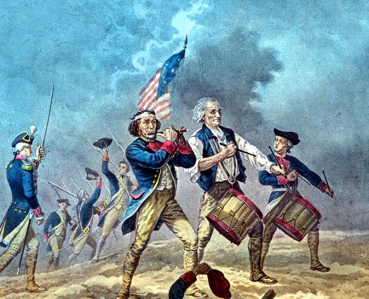 Fife and drum marching during Revolutiony War
