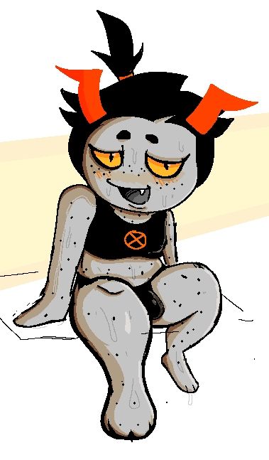 An orange-blooded, sweaty troll sitting on a ledge with a nervous look on his face.