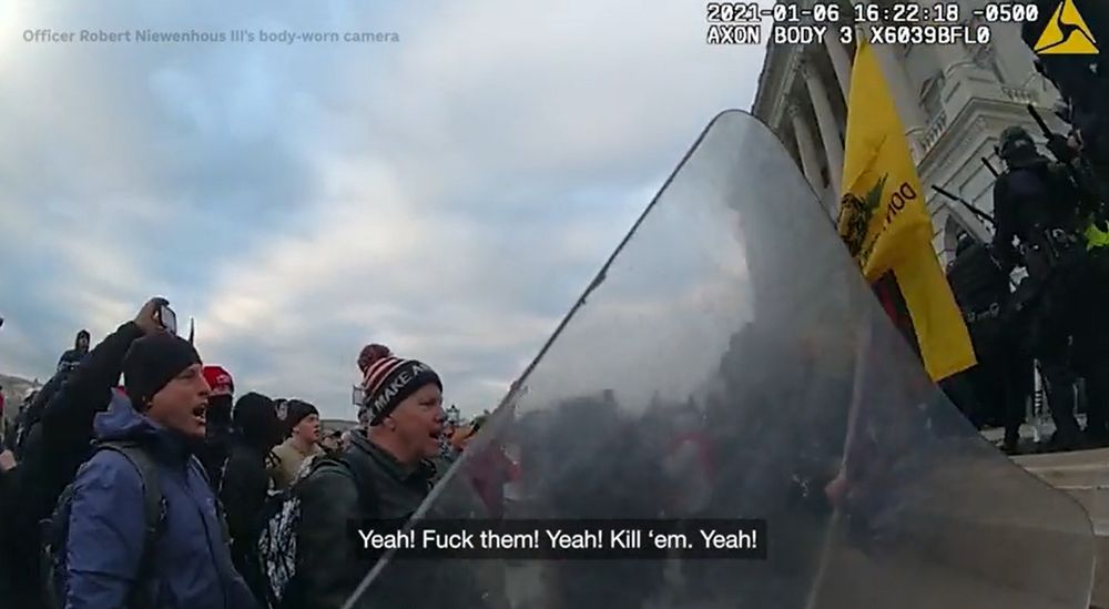 Police bodycam footage introduced at the trial of Jared Wise showed him berating police officers on Jan. 6, 2021, and yelling "kill 'em" as rioters attacked law enforcement.