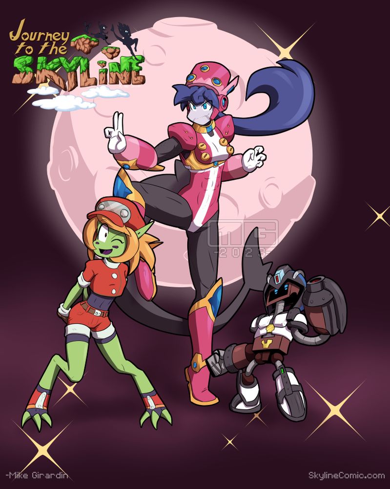 MyArt OCs Arlie, Cora and Blip dressed as characters from the Mega Man series for halloween! 