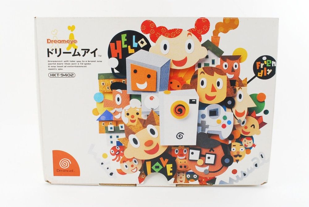 The box for the Dreameye featuring an illustration of the camera surrounded by stylised characters.