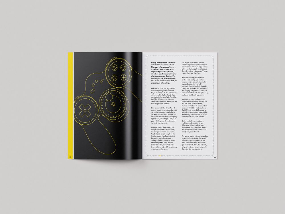 A spread about the Namco JogCon controller.