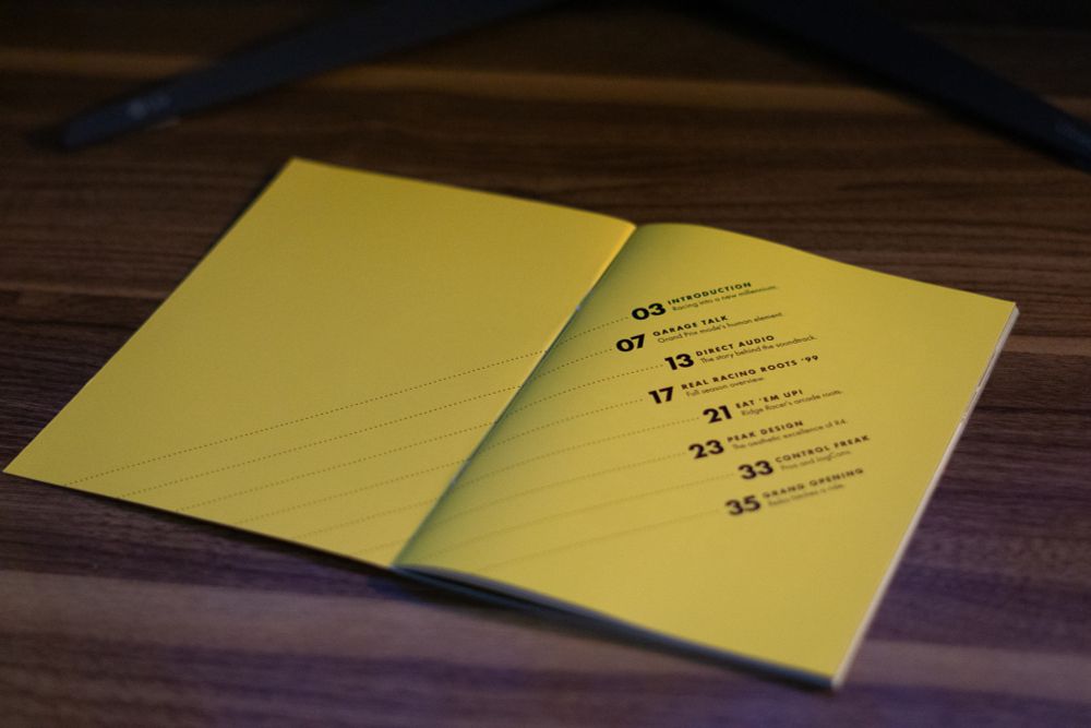 The zine opened to the contents page.