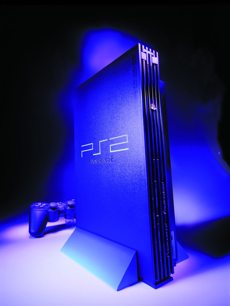 A dramatic photo of a PS2 console.