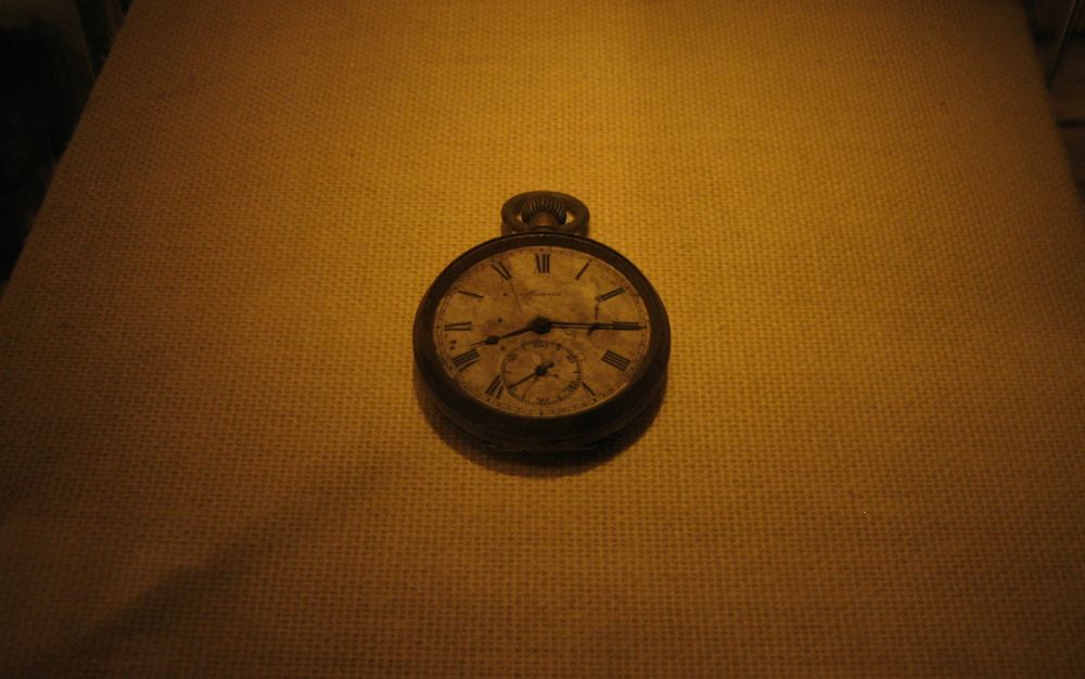 A watch frozen forever at 8:15am, the moment an atomic bomb exploded over Hiroshima in 1945.