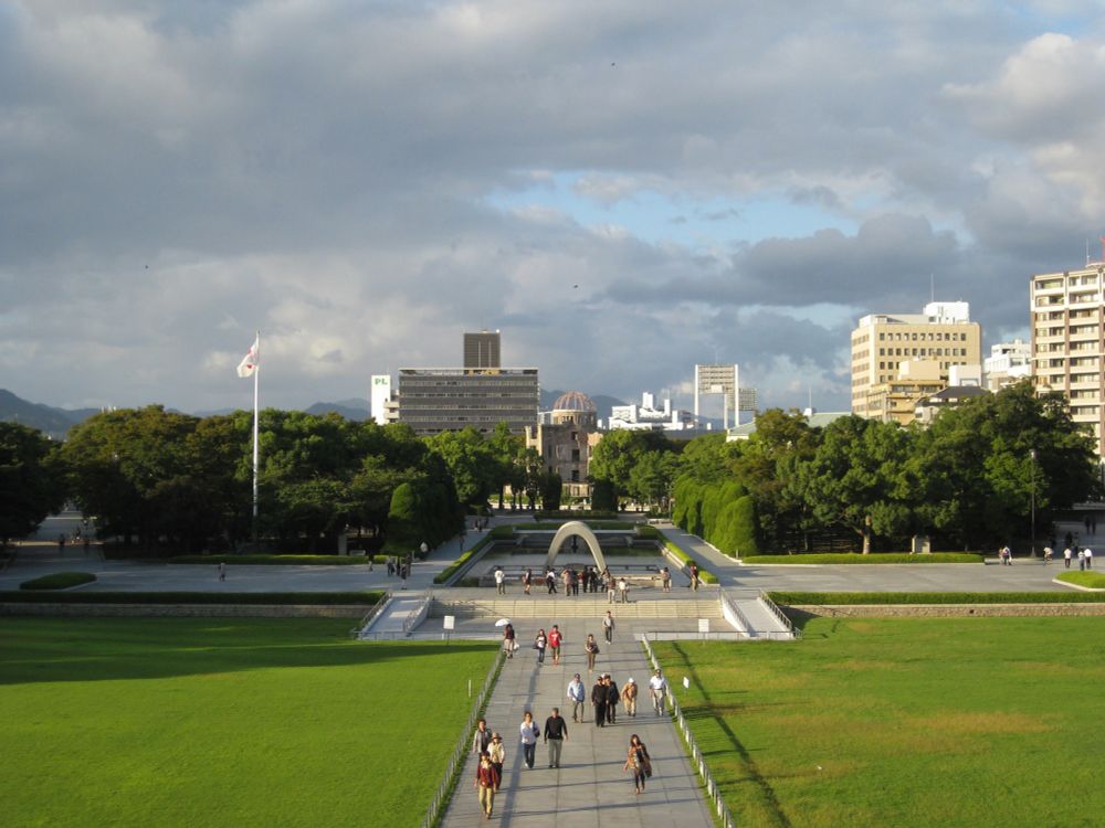 Looking down the Memorial Peace Park from the Peace Memorial Museum.