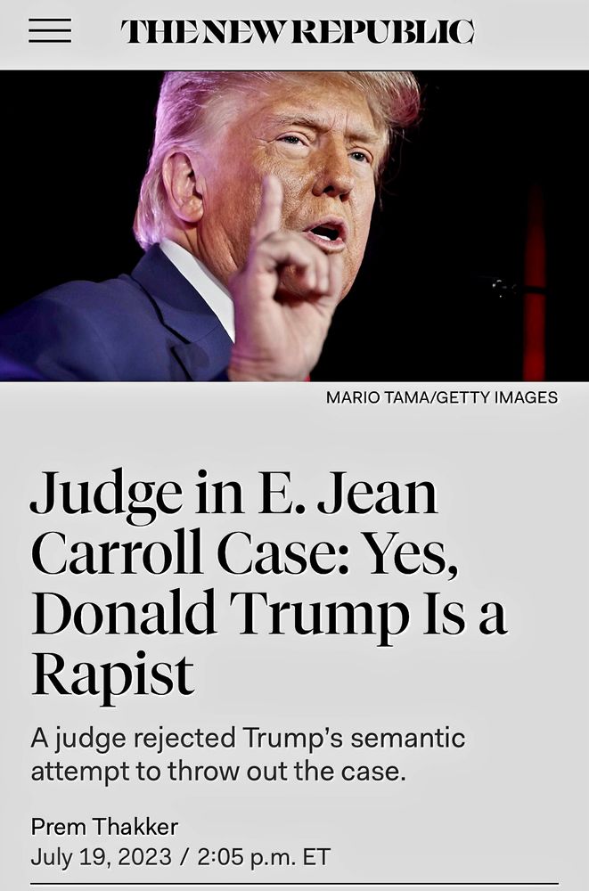 Judge states that Trump raped E Jean Carroll…