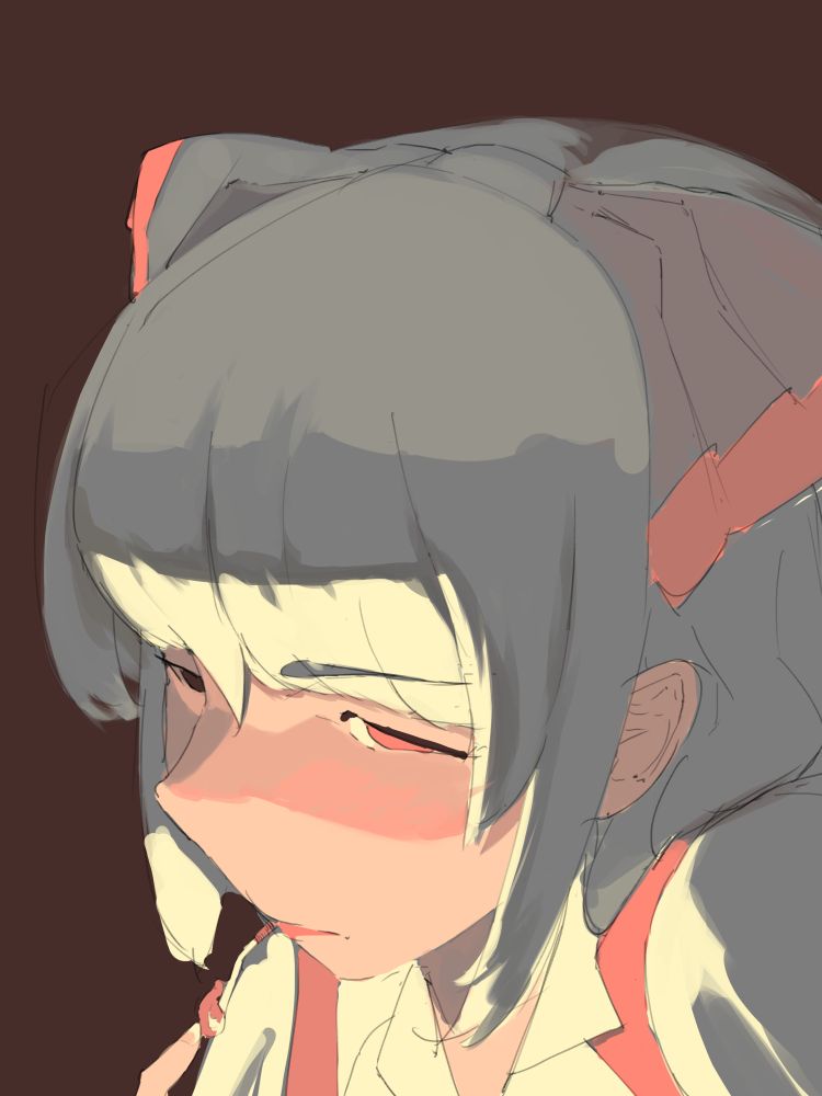 Fujiwara no Mokou from Touhou Project lighting a cigarette with her finger.