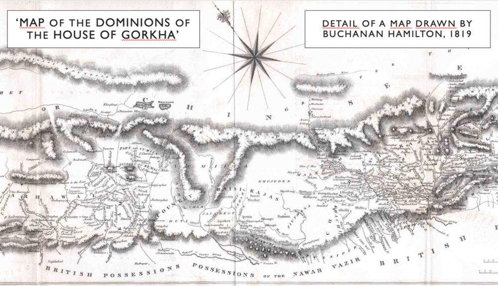 Detail of "Map of the Dominions of the House of Gorkha," by Buchanan Hamilton (1819)