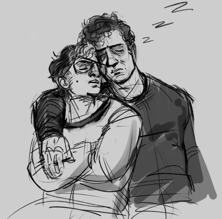 Quinn and Steven Grant from Moon Knight taking a nap