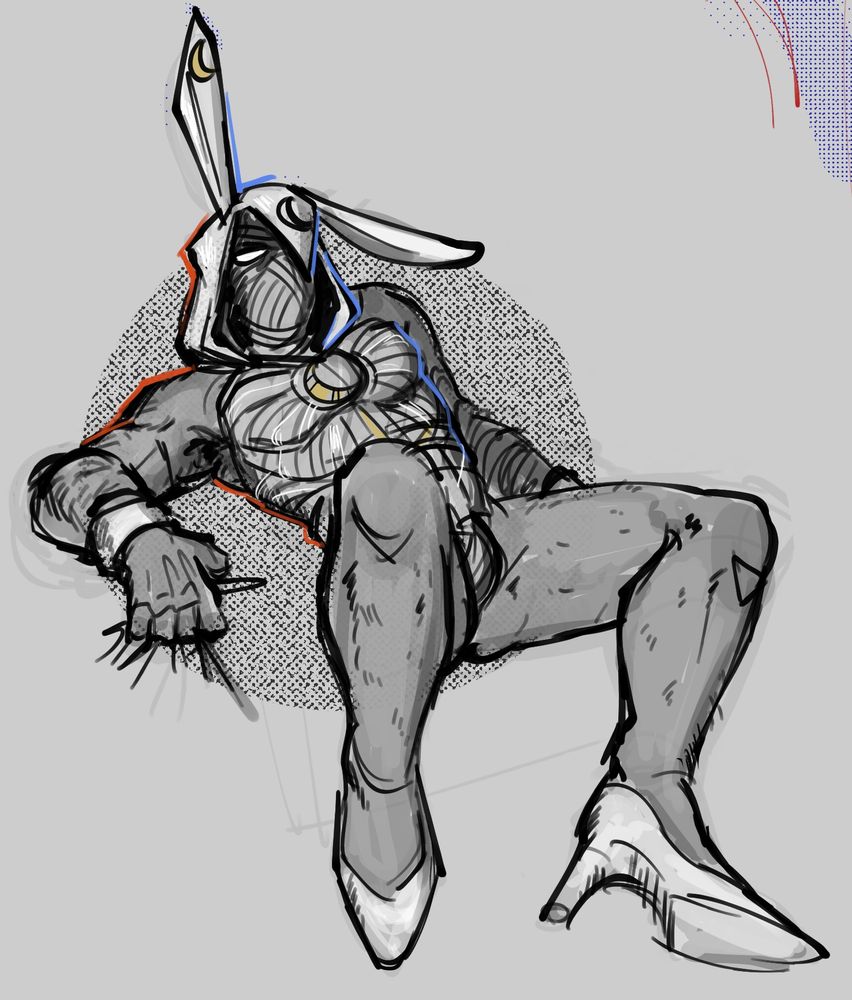 The character Moon Knight in a playboy bunny inspired outfit.
