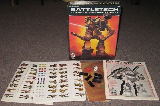 File photo of Battletech 2nd edition box set and contents, typical of what came in the box in 1987.