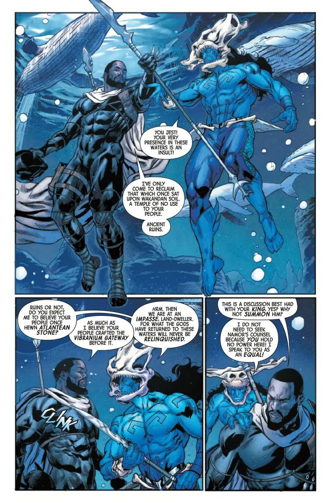 A page from Black Panther: Blood Hunt #3 featuring a script by Cheryl Lynn Eaton and art by Farid Karami