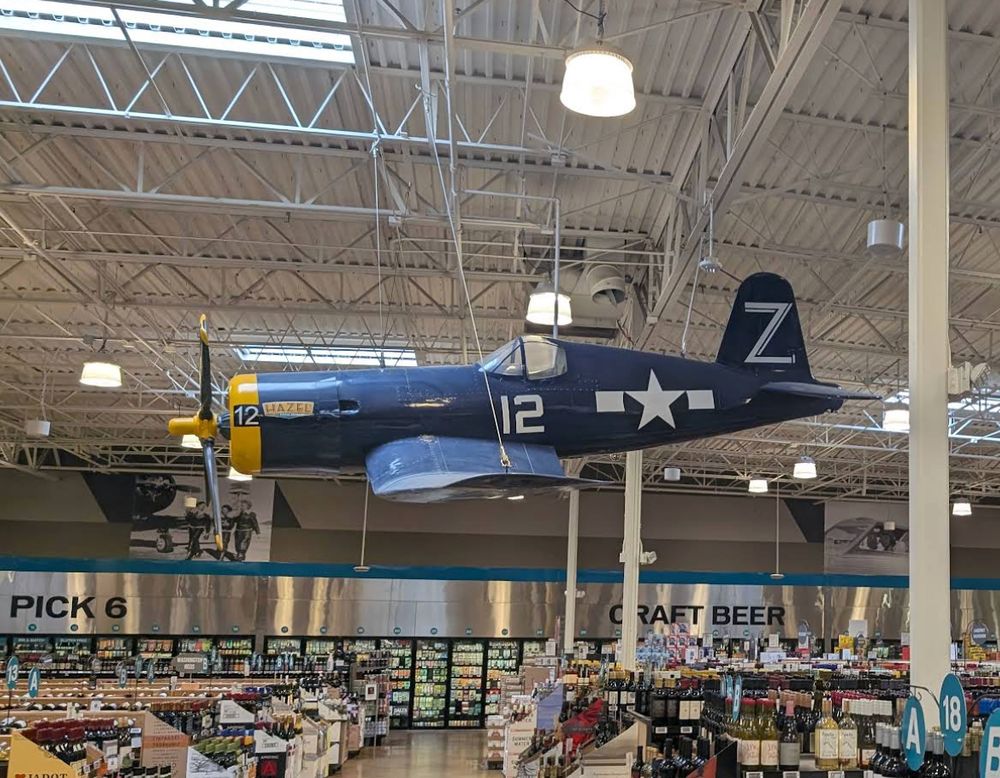 a photo of the fighter jet at hazel's liquor in boulder, co