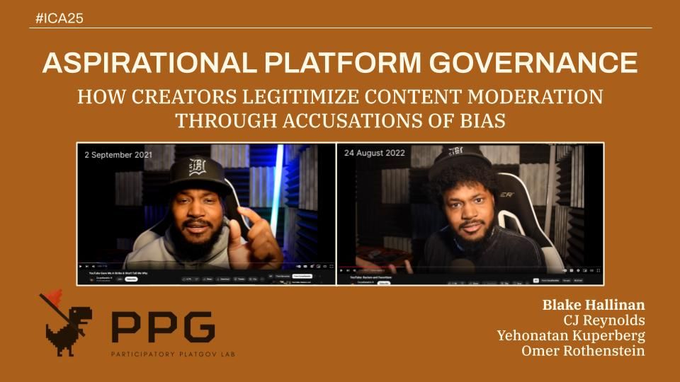 Opening slide for "Aspirational platform governance: How creators legitimize content moderation through accusations of bias"