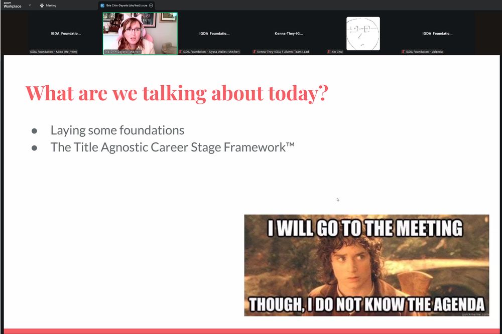 Brie Chin-Deyerle presenting about the Title Agnostic Career Stage Framework