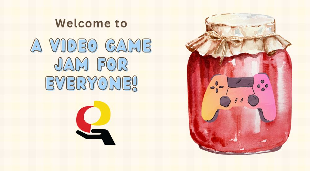 A jam jar containing a video game controller.  Next to the jar are the words "Welcome to a video game jam for everyone!" and the IGDA Foundation logo.