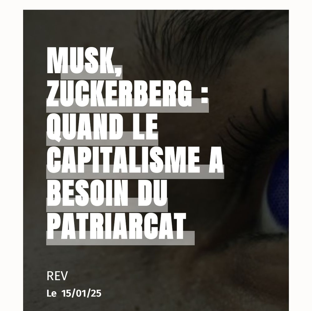 Capture d'écran d'un article intitulé "Musk, Zuckerberg : quand le capitalisme a besoin du patriarcat". Disponible sur le site de la Révolution Écologique pour le Vivant 