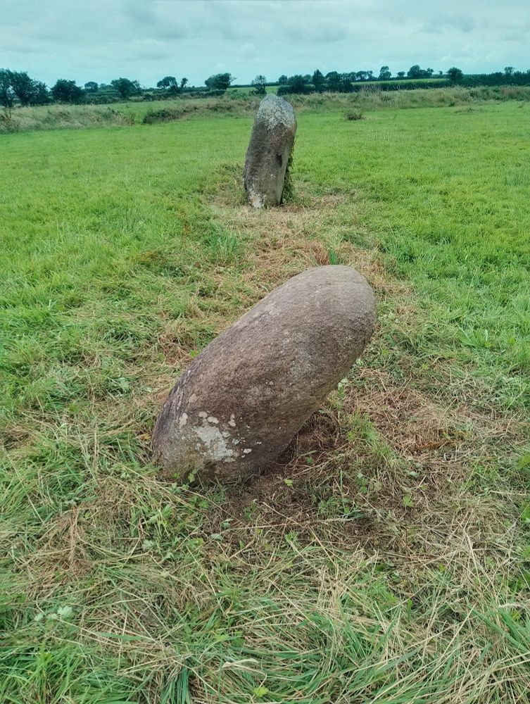 The two remaining stones that are still standing at Meini Gwyr.