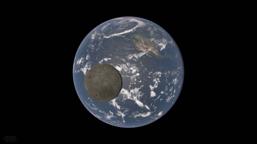 Render showing the moon crossing over the face of the earth, based on the image by NASA’s DSCVR EPIC camera. Zooming in, there is RGB offset on the moon. This is due to the camera taking pictures in the respective color channels with a considerable time gap between each image. When aligned in post, an offset becomes visible due to the moon moving throughout the imaging process.