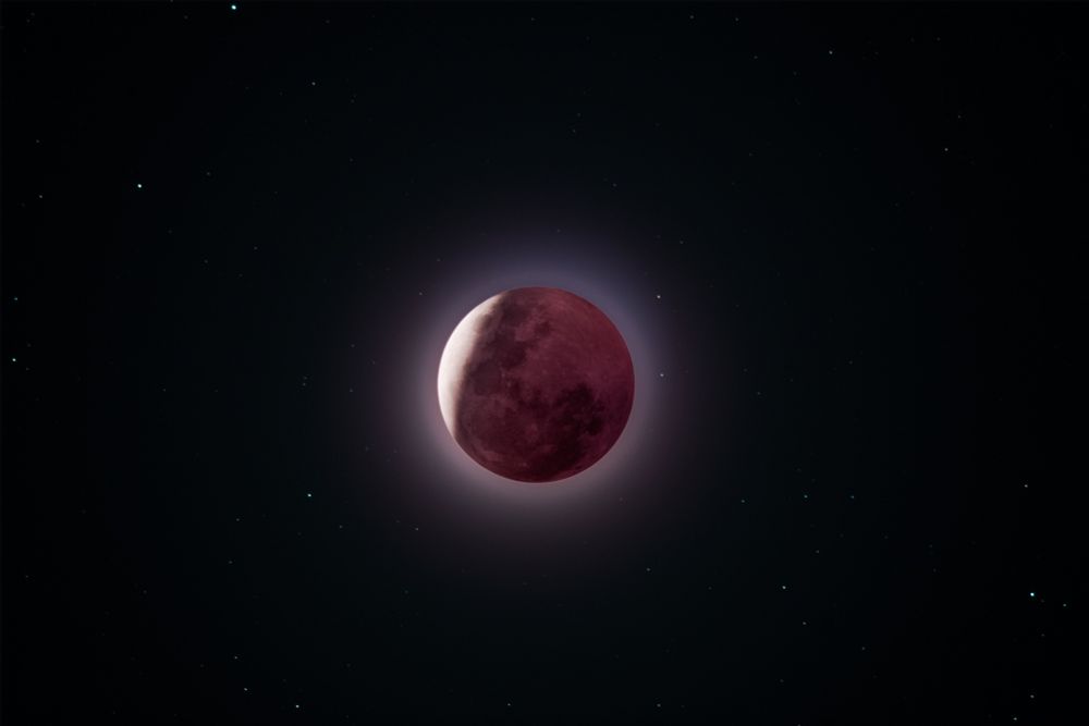 HDR composite of the lunar eclipse just before totality.
