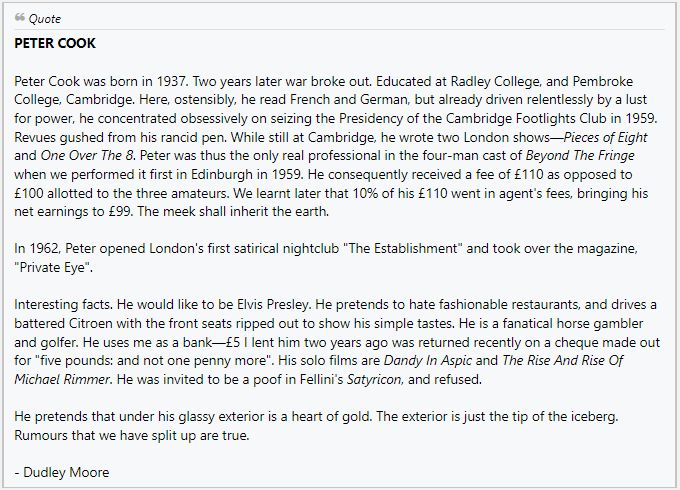 Peter Cook, as described by Dudley Moore