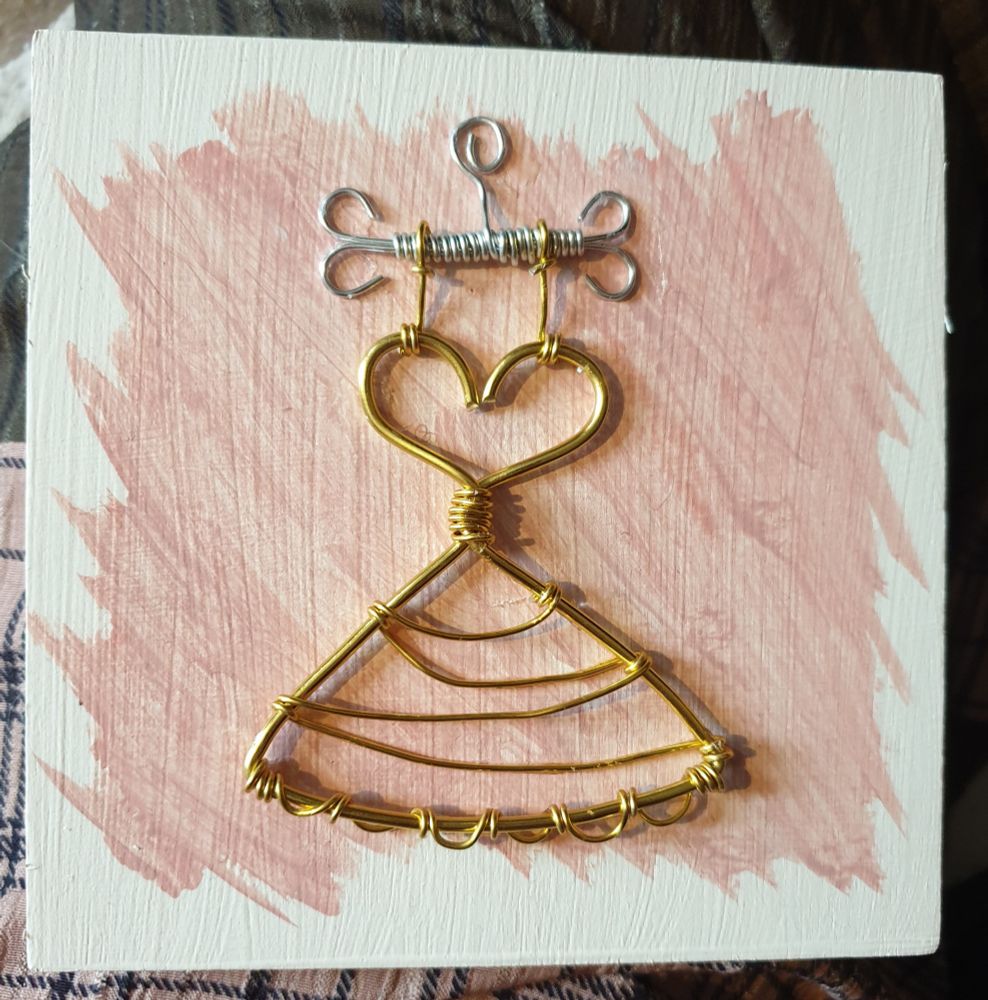 Dream Dress wire art on box canvas