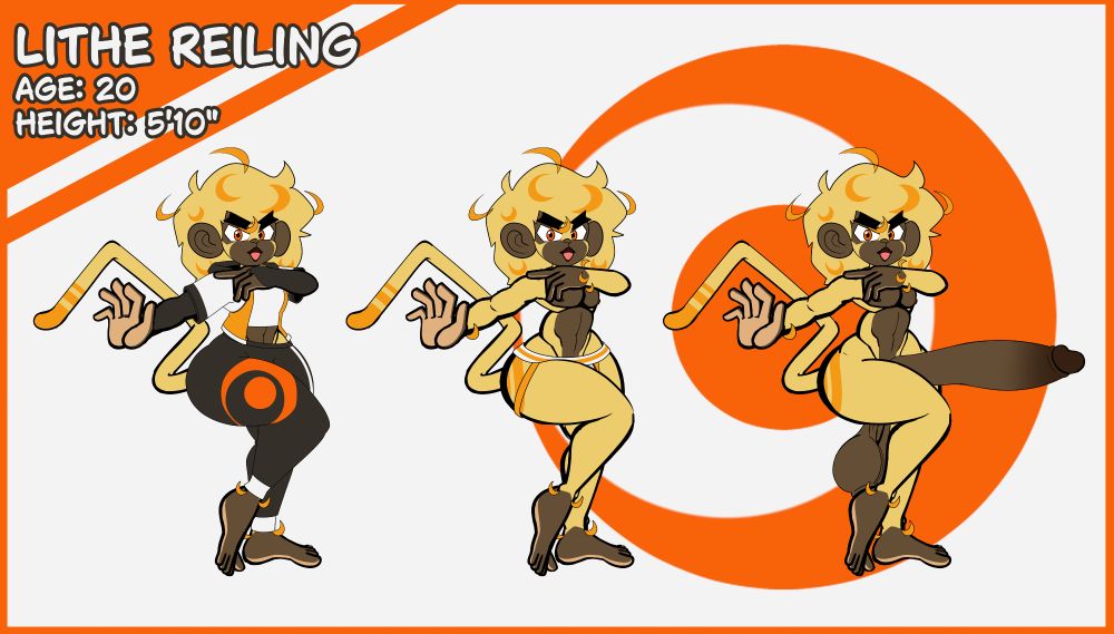 A nsfw reference of Lithe Reiling, my monkey character.
A more detailed reference can be found here: https://www.furaffinity.net/view/61213809/