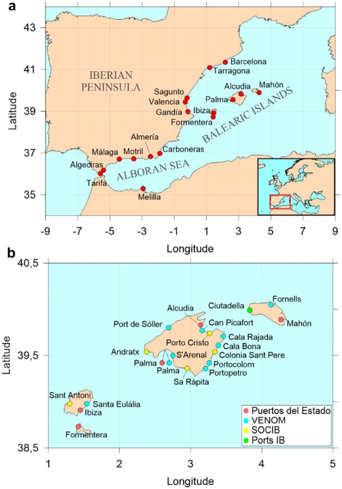 Mediterranean tide gauges operated by Puertos Del Estado