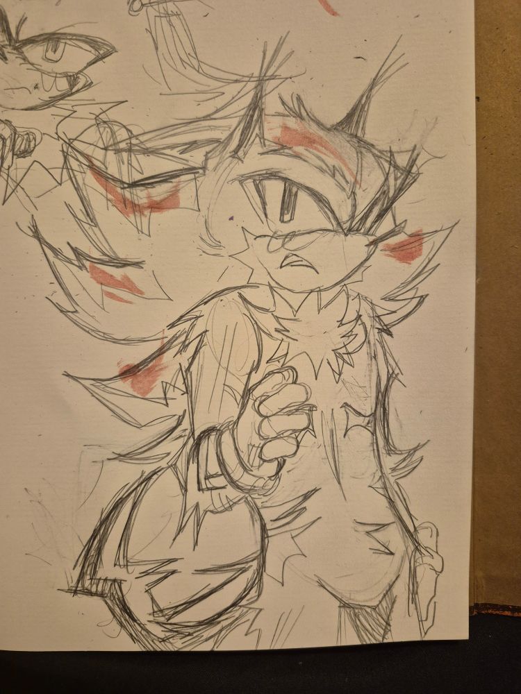 Drawing of shadow with red highlights 