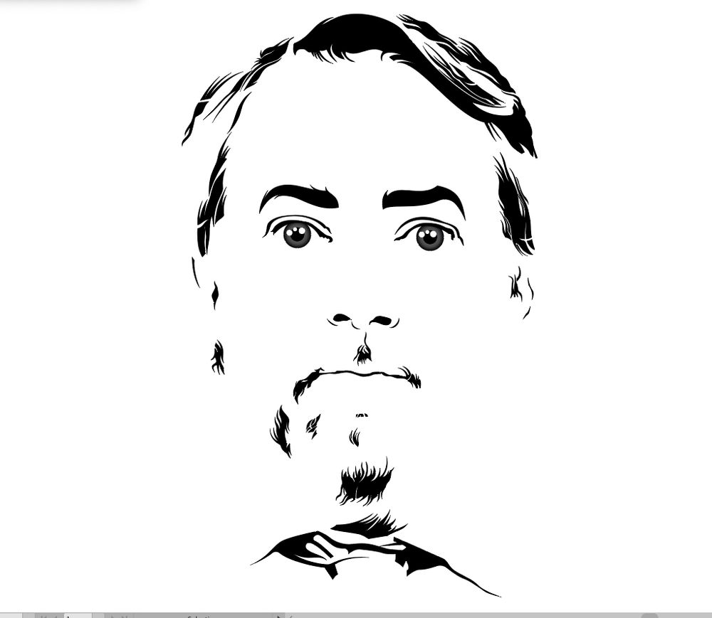 Early stages of black and white vector illustration of a face.
