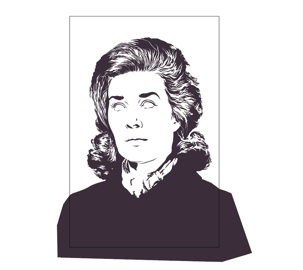 early stages of vector illustration of Miss Moneypenny.