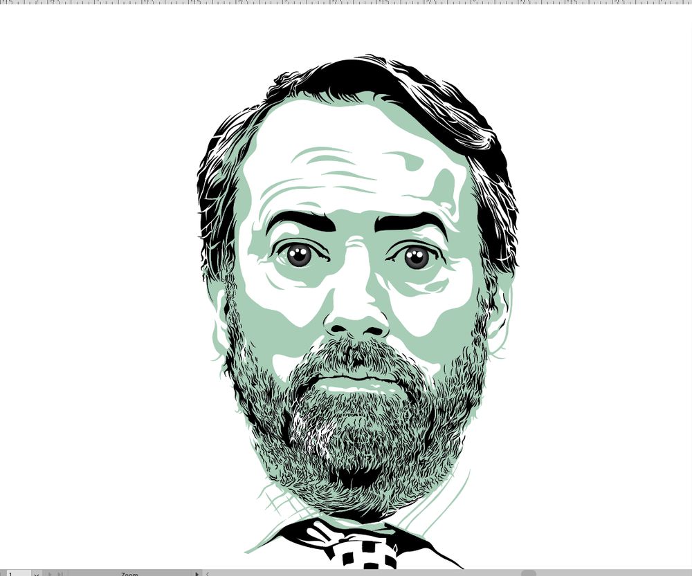 Vector illustration in two colours of a puzzle solving fake-detective.
