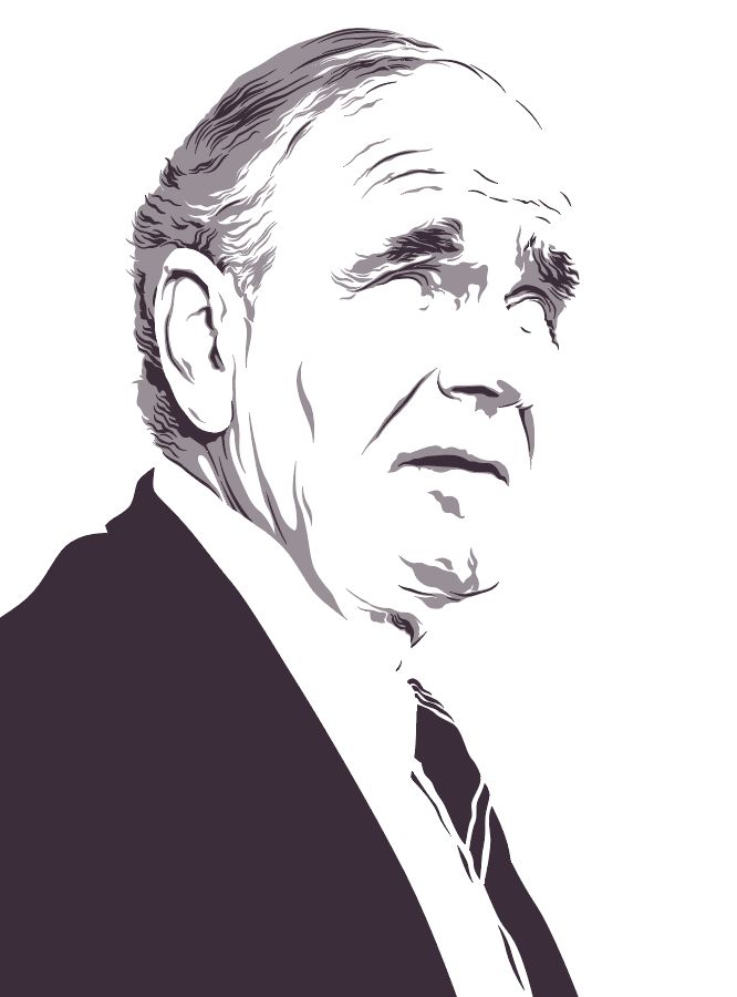 Early stages of vector illustration of Desmond Llewellyn 