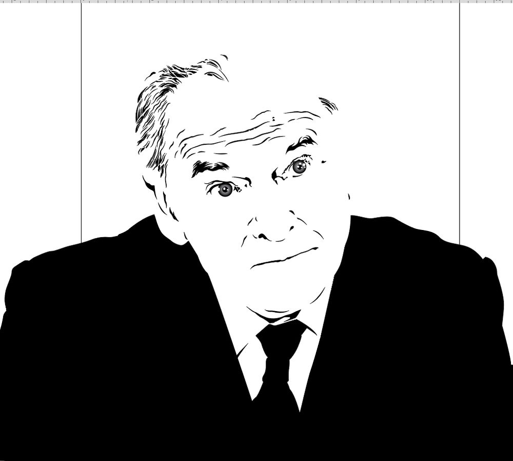 Early stages of a vector illustration of Bernard Lee...as M.