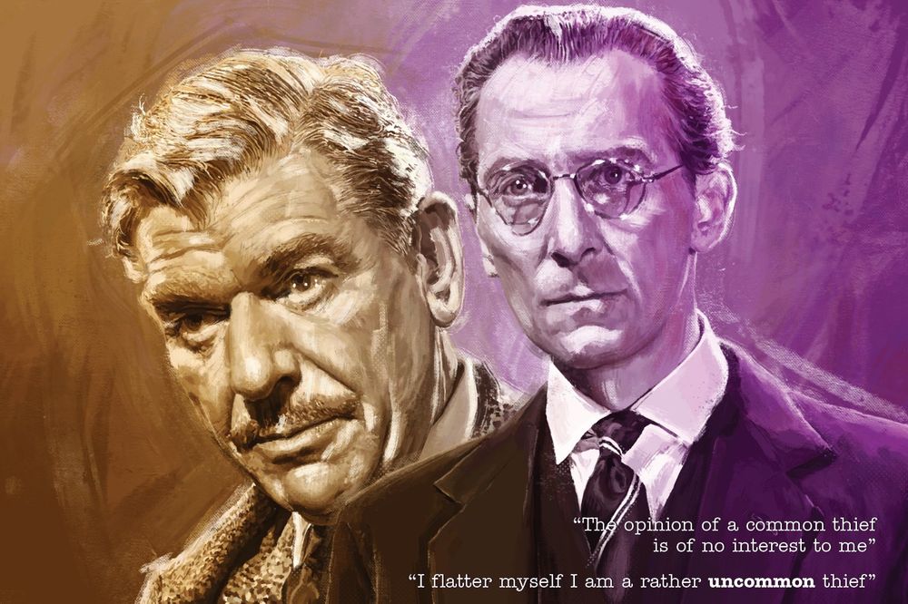 Rough quick sketchy digital painting of Peter Cushing and Andre Morell.