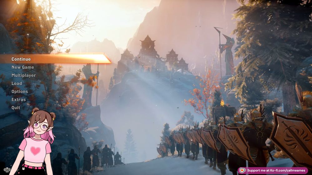 ames' vtuber over the main screen for dragon age: inquisition