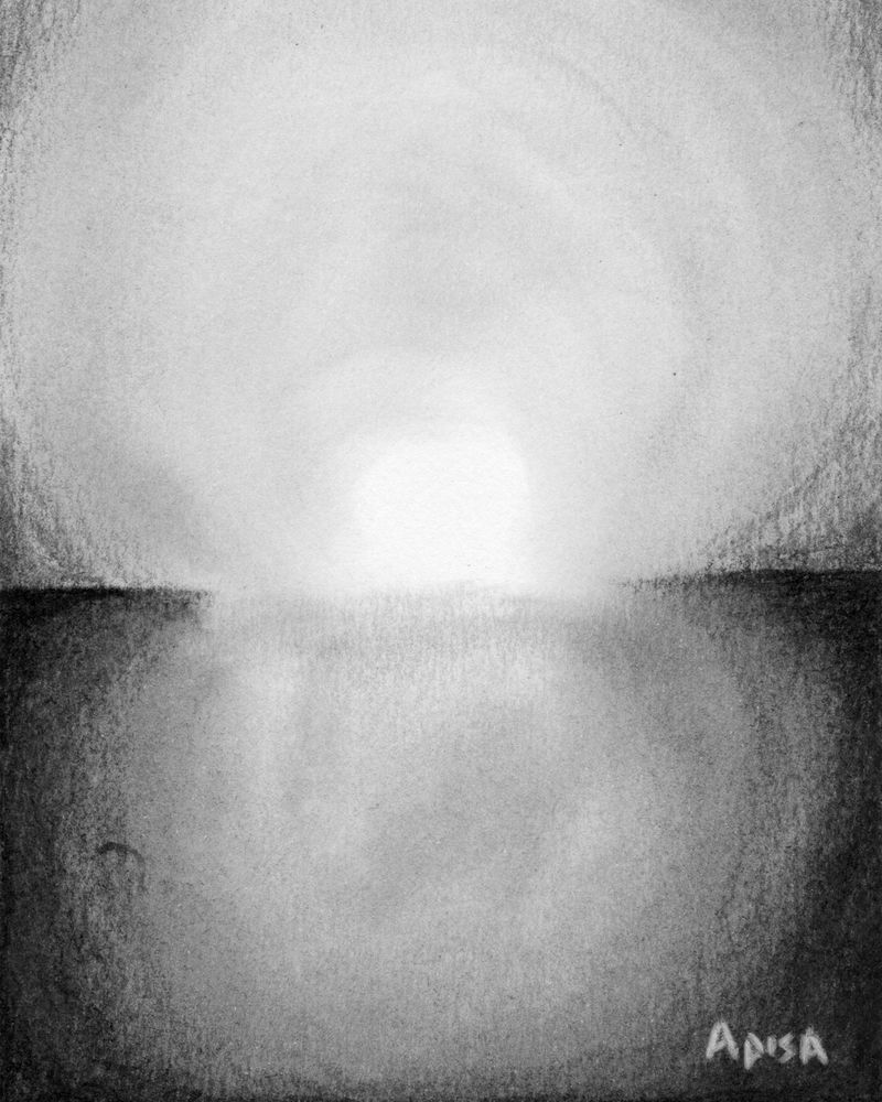 Mālamalama (light) charcoal drawing on paper by Jon Apisa.   Uploaded by the artist on November 3, 2025.