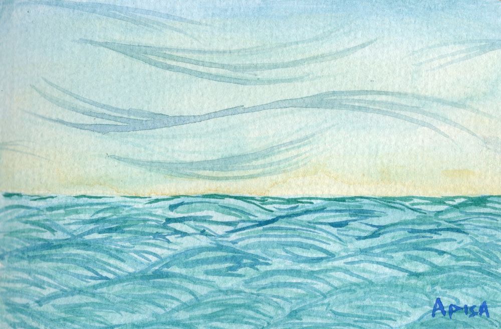 Matagi | Makani (Wind) gouache painting by Jon Apisa.  Uploaded by the artist on November 11, 2025.