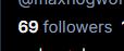 Screenshot showing 69 followers.