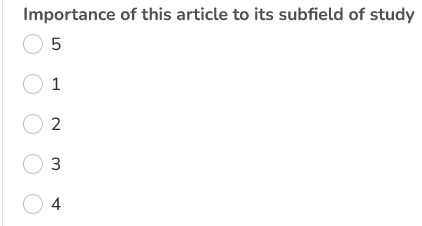 Importance of this article to its subfield of study
5
1
2
3
4