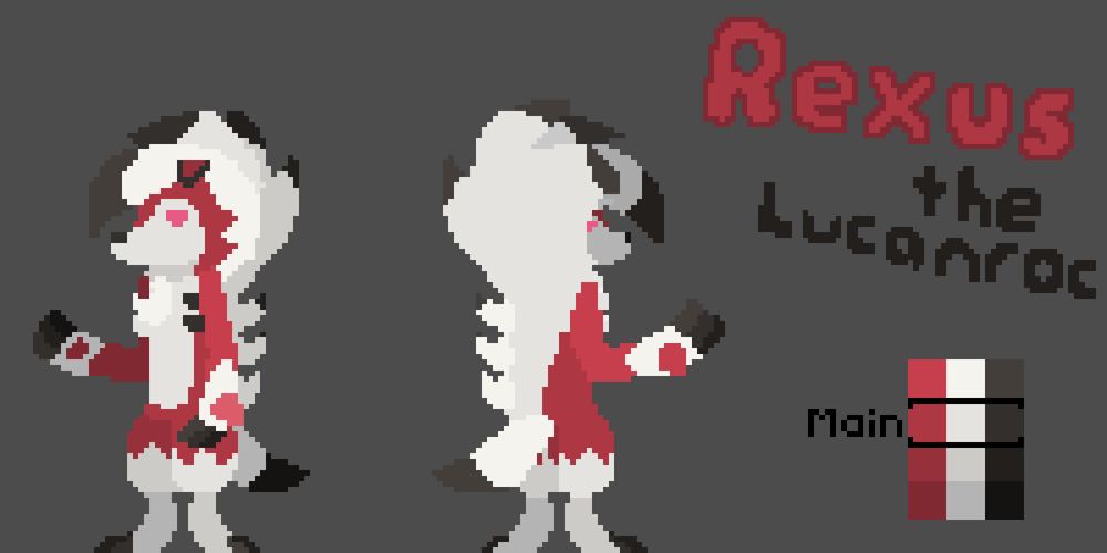 A reference sheet for a Lucario and Lycanroc Hybrid